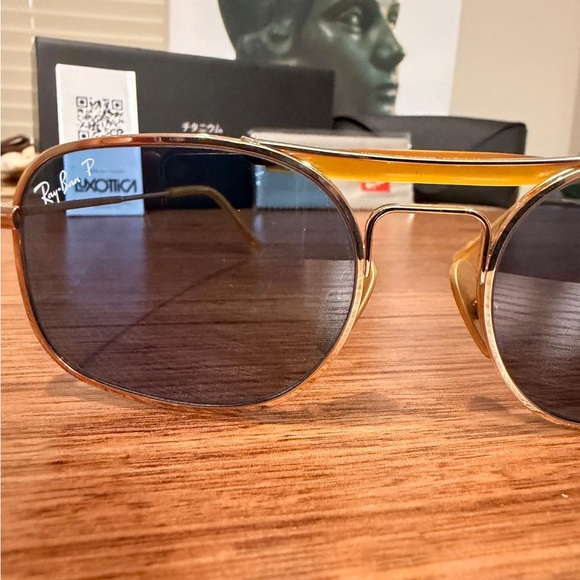 Ray-Ban Titanium Chromance Sunglasses RB8062 Arista Gold with Polarized Blue - Picture 3 of 6